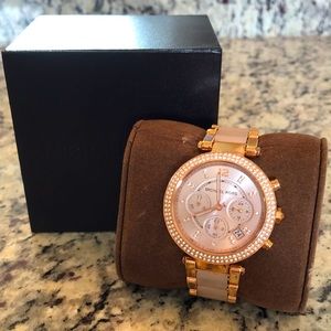 Michael Kors Parker Blush and Rose Gold Tone Chronograph Watch